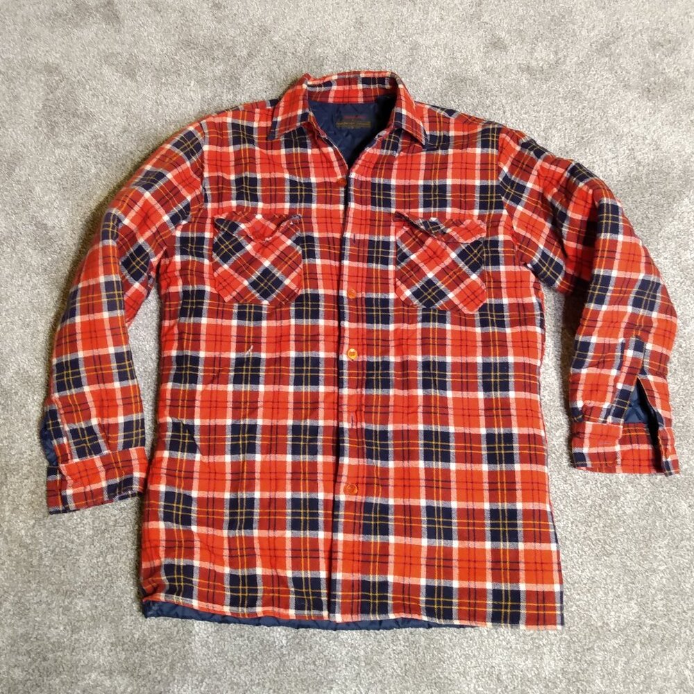 Vintage Scotch Plaid Quilted Flannel Jacket Country Touch Sportswear Red Blue